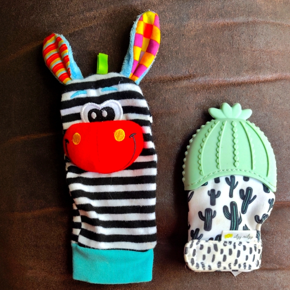Itzy Ritzy Teething Hand Mitten and Play Footie Sock For Baby